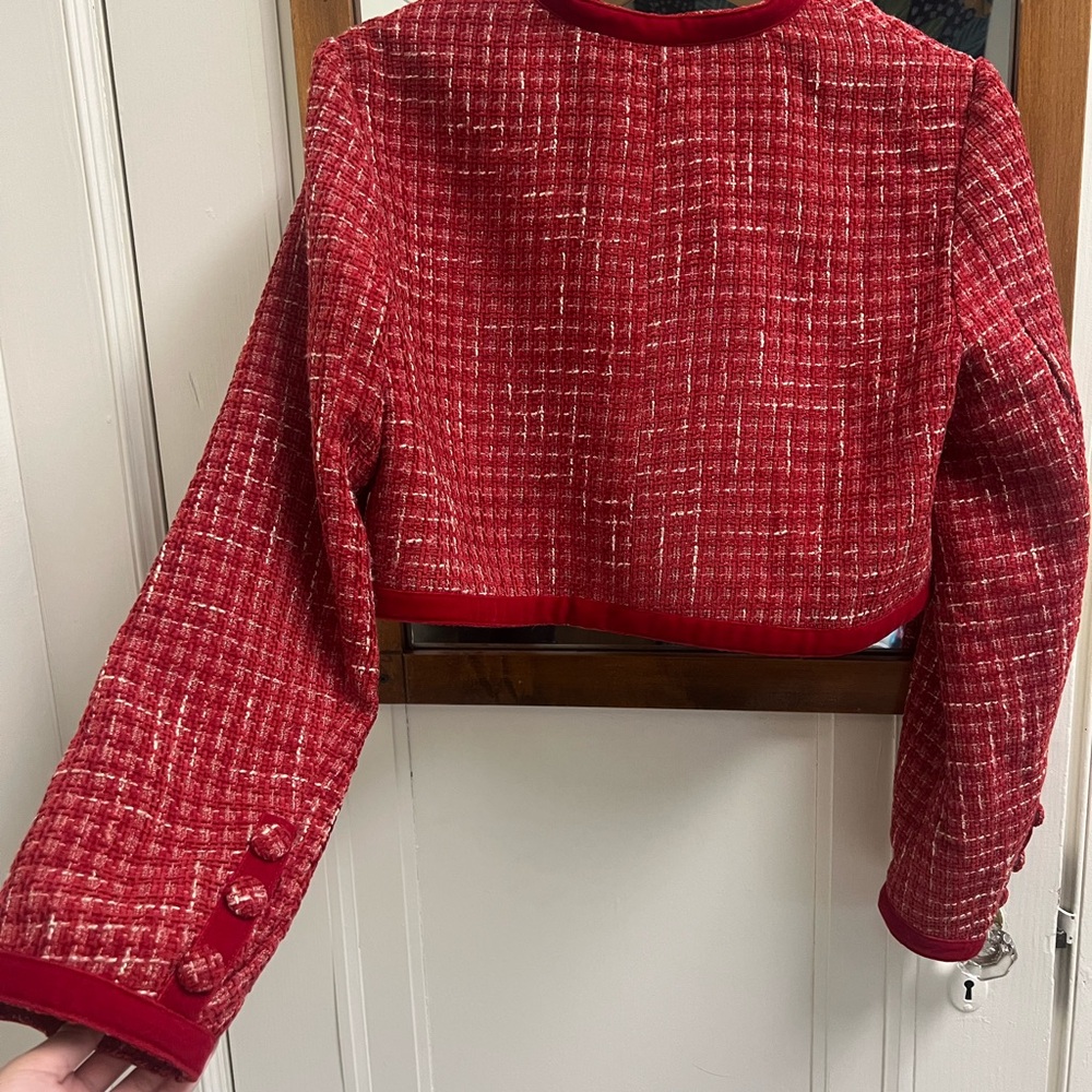 Ivy City Co Red Blazer Tailored Cropped Jacket - Picture 4 of 4
